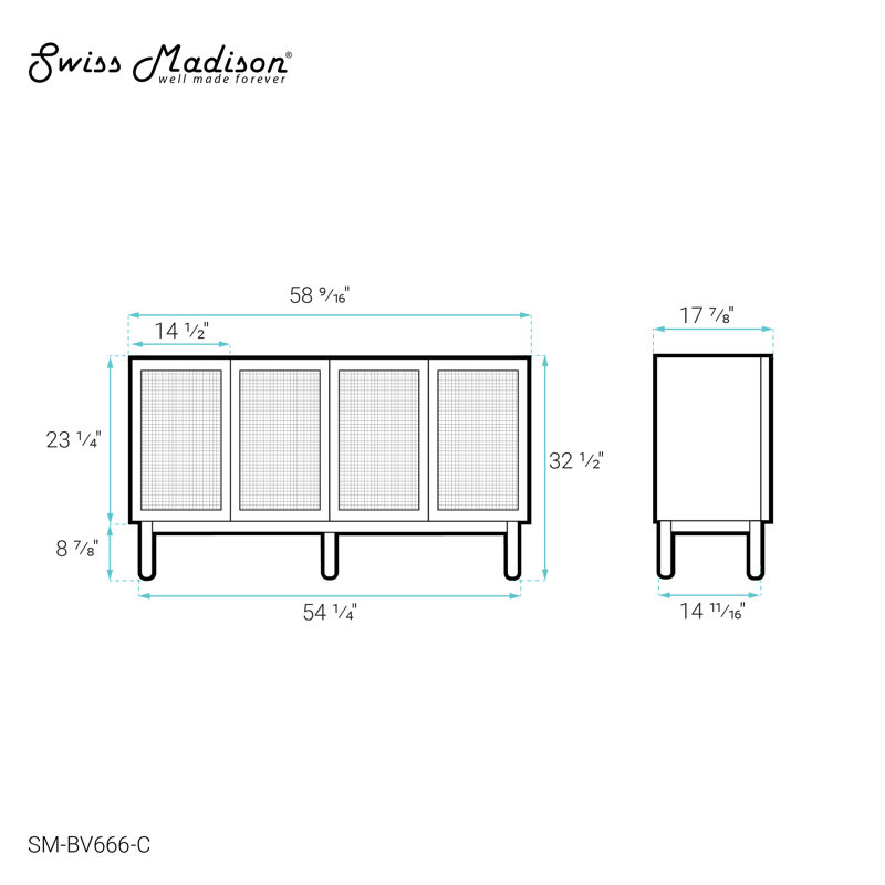 Classe 60" Oak Double Freestanding Bathroom Vanity