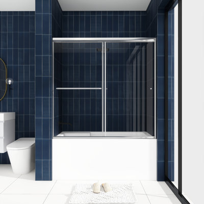 Porte de baignoire coulissante double encadrée l 60 po x H 58 po