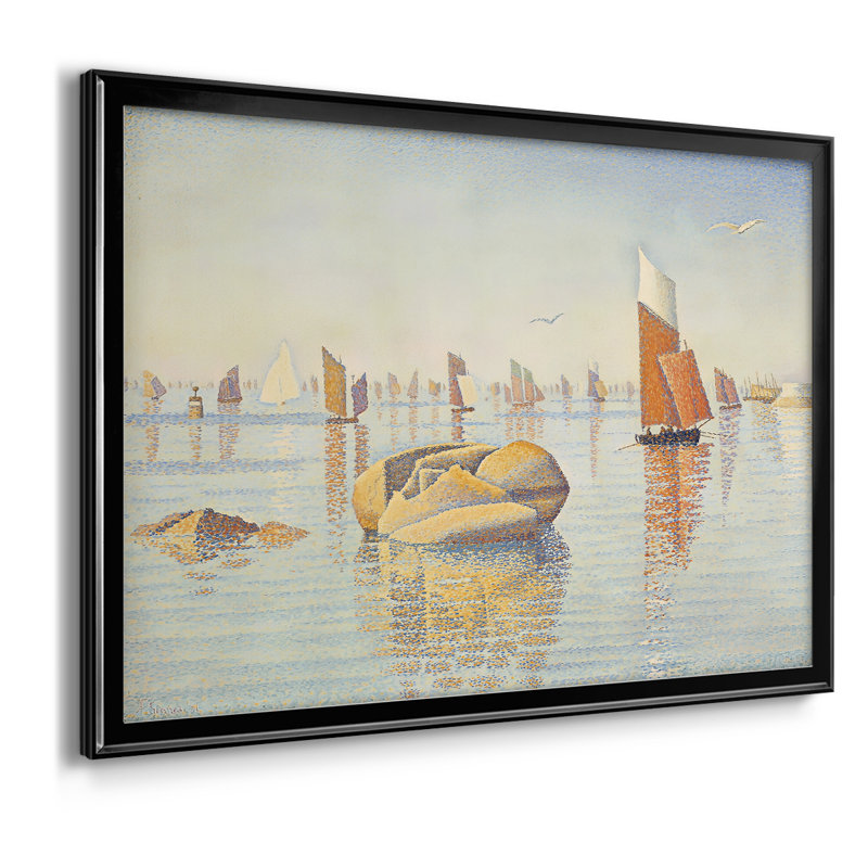 Evening Calm, Concarneau (Opus 220) - Paul Signac - Toile tendue avec châssis, 1891, 26,5 x 36,5, Toile avec cadre, Noir