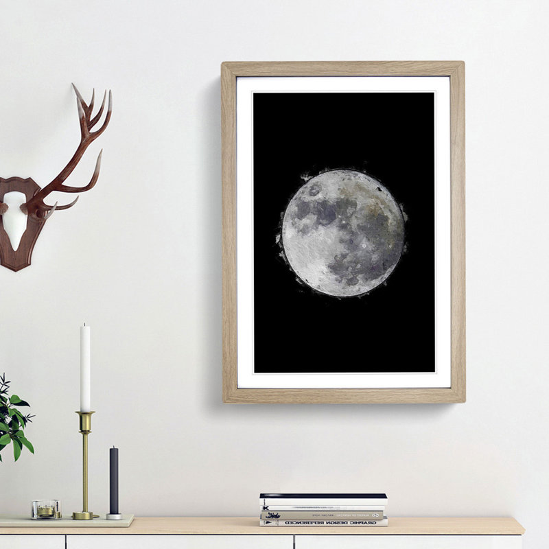 The Beauty of the Moon - Framed Print, 87cm H x 62cm W x 2cm D, Oak Framed