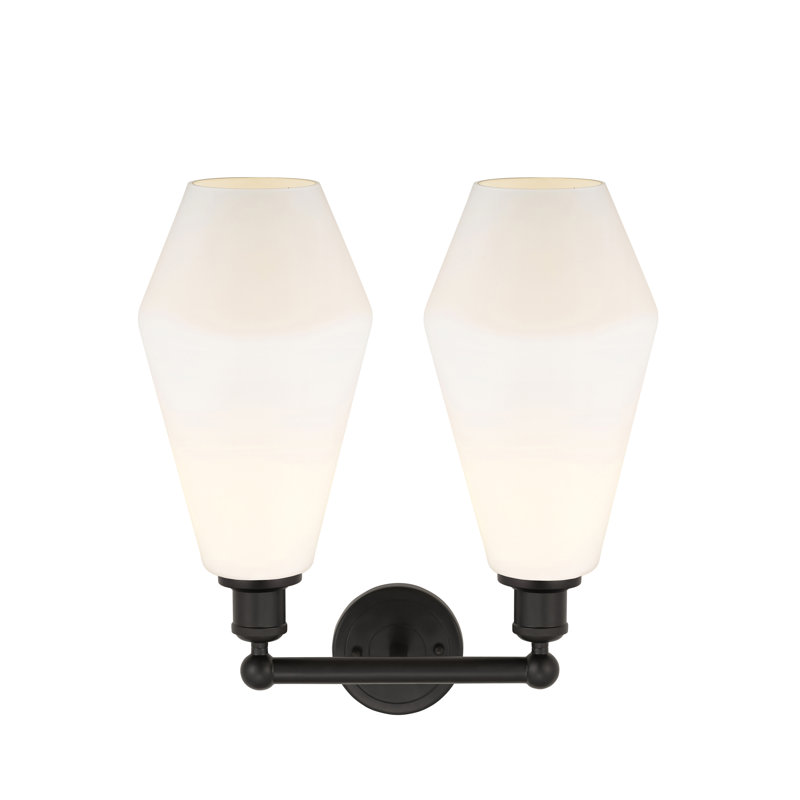 Éclairage pour meuble-lavabo à intensité variable 2 lumières Amylea, Boîtier blanc mat, Bronze frotté à l'huile