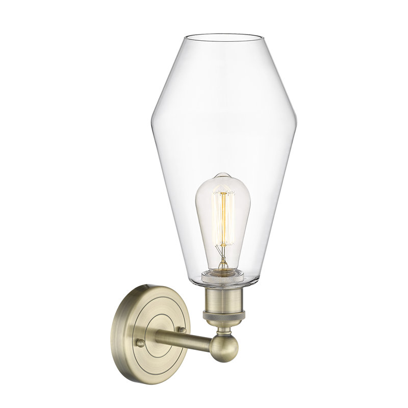 Amylea Armed Sconce, Clear, Antique Brass