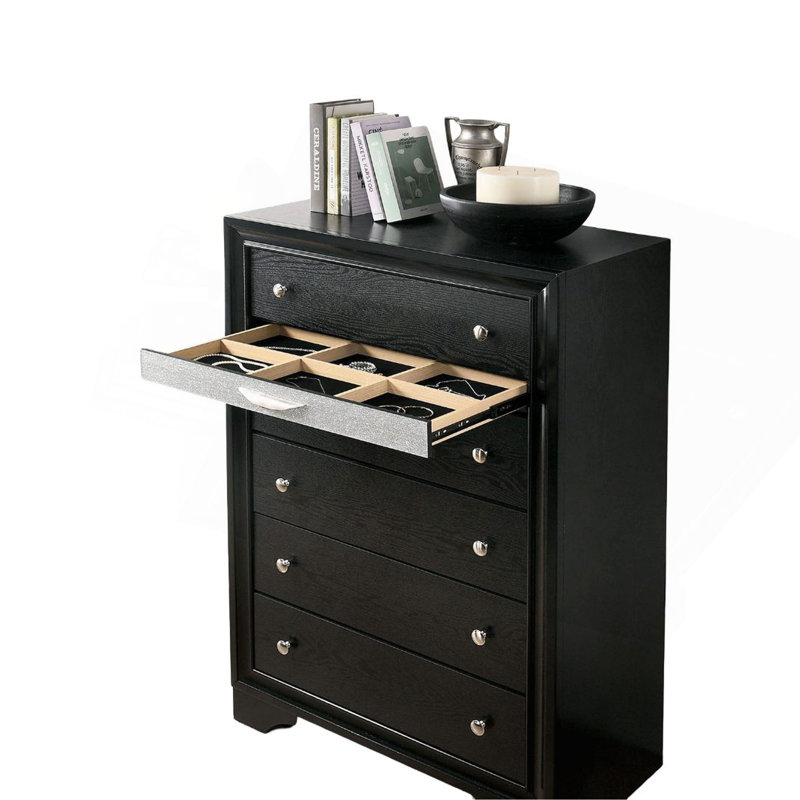 Commode à bijoux à queue d'aronde anglaise de style contemporain 1 pièce, Noir