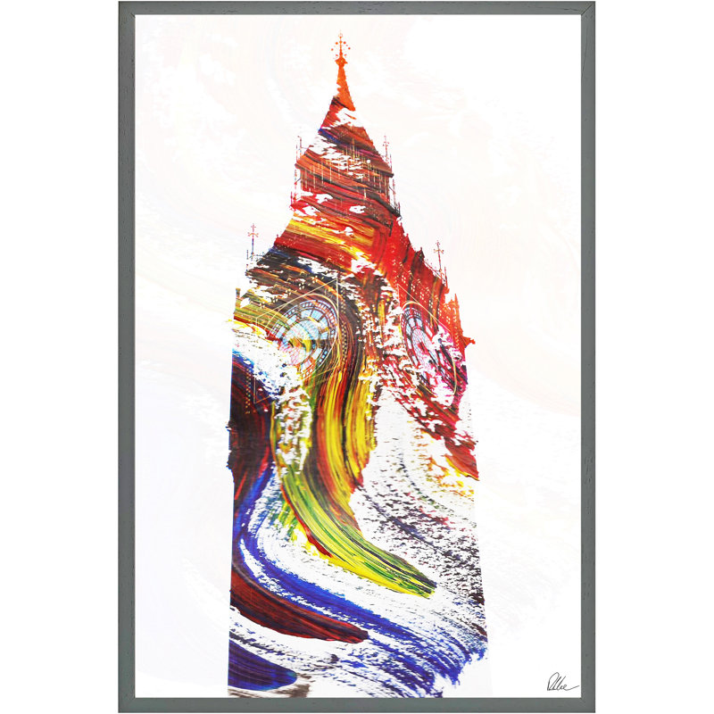 Swirly Ben - Single Picture Frame Print, 114cm H x 76cm W x 4cm D, Grey