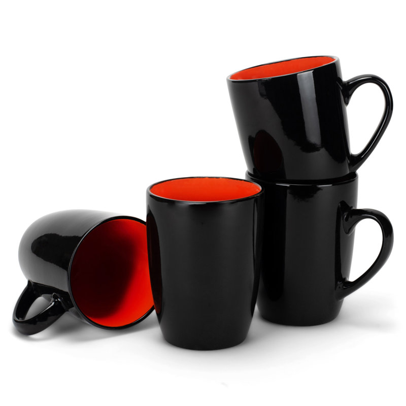 Ensemble de 4 tasses 16 oz avec intérieur orange, Orange