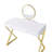 Rectangular White & Gold Finish Vanity Desk With Crystal Handle, Metal Frame, Mirror Jewelry Tray, 2 Drawers Center Glide Featuring Highlights, Form, Removeable Mirror, Storage
