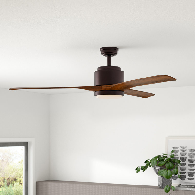 Vansickle 56'' Ceiling Fan with LED Lights, Oil Rubbed Bronze with Walnut Blades