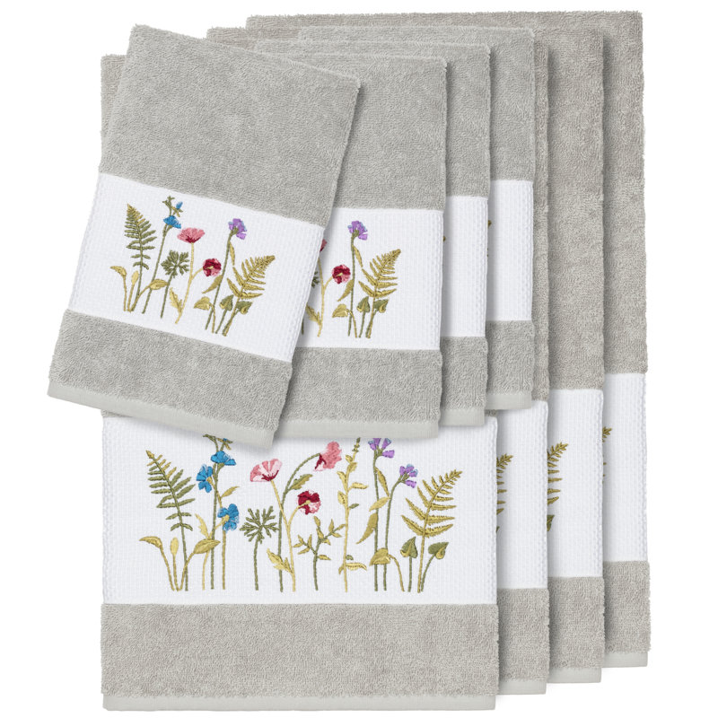 Serenity 8 Piece Towel Set, Light Gray