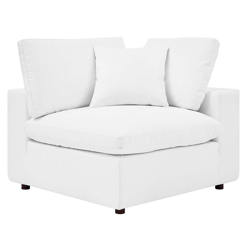 Chaise de coin en cuir Vegan, Similicuir blanc