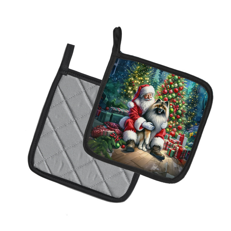 Caroline's Treasures Moments With Santa Polyester Potholder Set