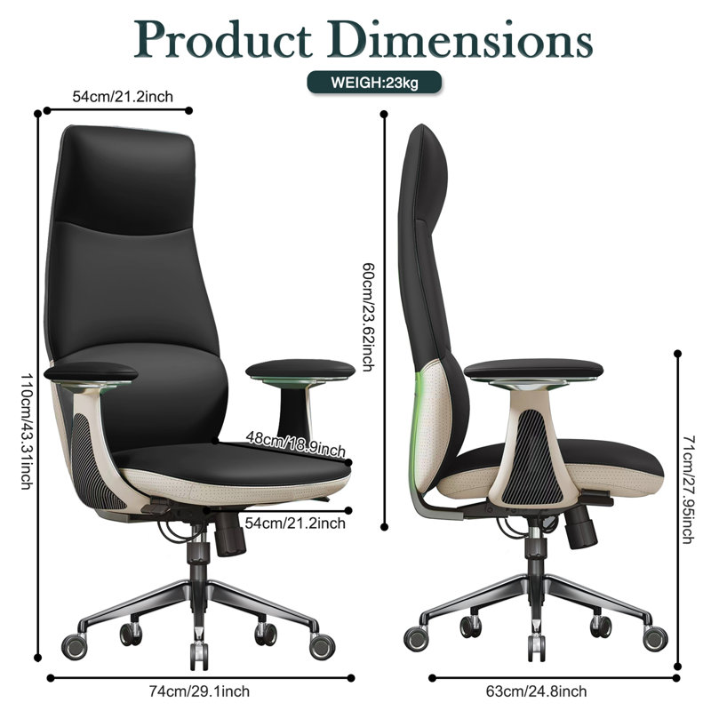 Fauteuil de direction ergonomique en cuir véritable