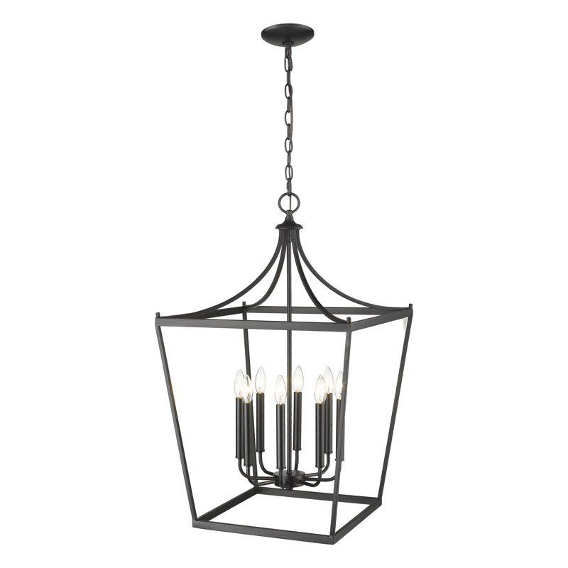 Rancourt 8 - Light Dimmable Lantern Geometric Chandelier, Matte Black