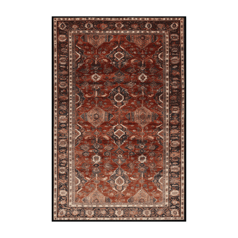 Tapis persan noir lavable à la machine, Tapis de couloir 2 pi x 5 pi