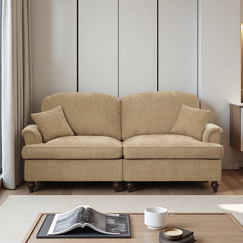 Sofa, Cloud Couch Sectional Sofa, Chenille Loveseat, Light Coffee, 36.6" H x 76.4" W x 32.8" D