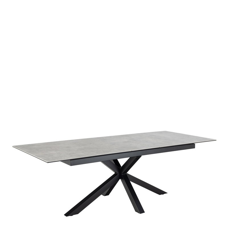 Harrisonburg Extendable Metal Base Dining Table, 76cm H x 100cm W x 240cm L, Grey