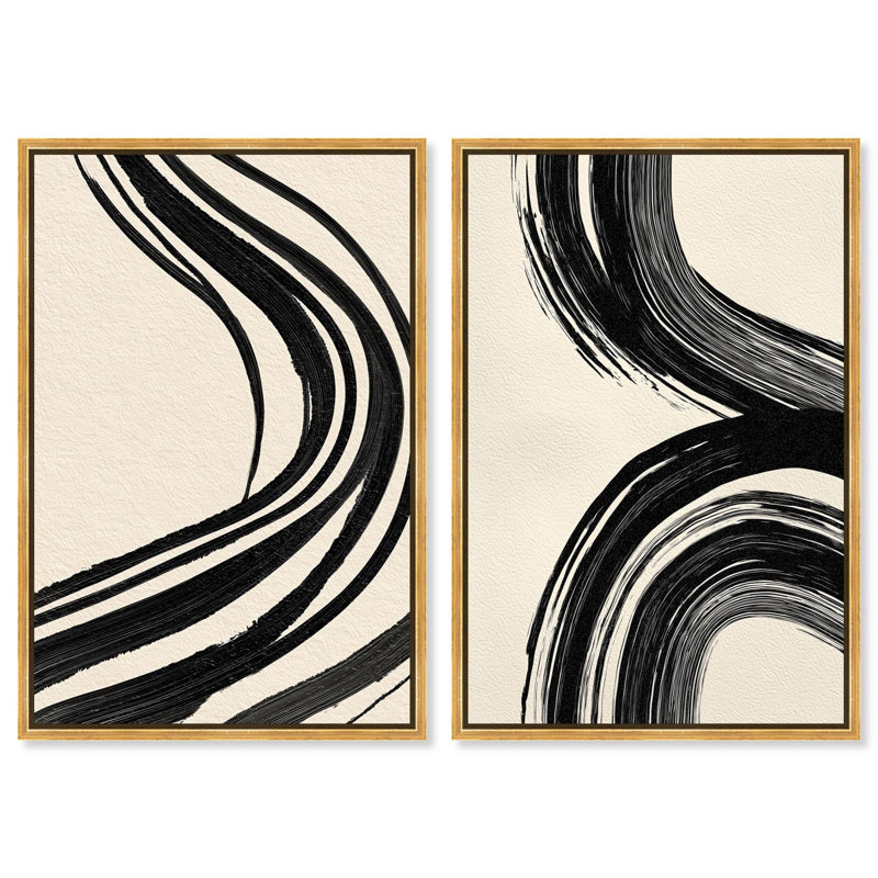 «Minimalist's Marks», reproduction d'art sur toile par Art Remedy, cadre doré, 30 x 45, 46" H x 31" W, Gold Frame