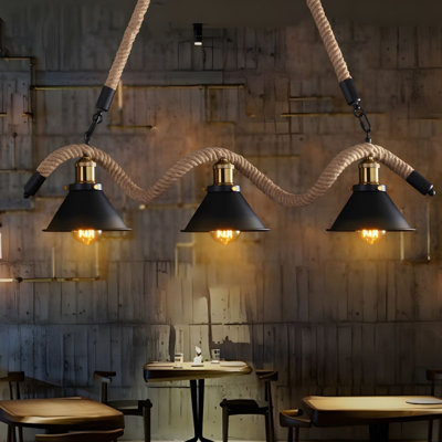 Luminaire suspendu pour îlot de cuisine 3 lumières noir
