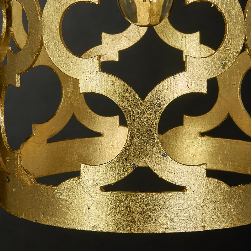 Quatrefoil 1 - Light Lantern Cylinder Pendant, Gold Leaf