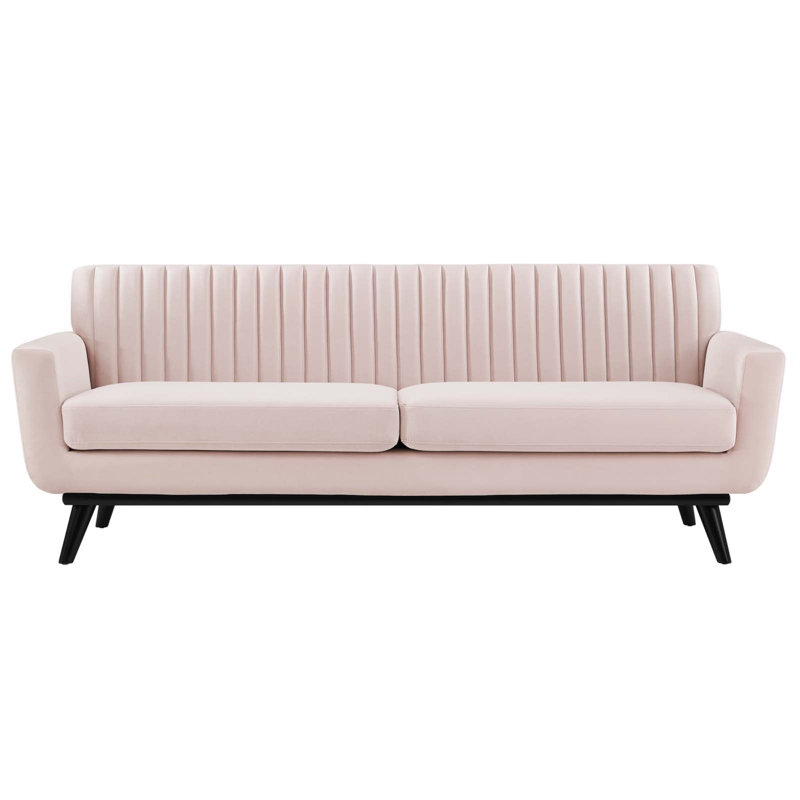 Engage Channel Tufted Fabric Sofa, Pink