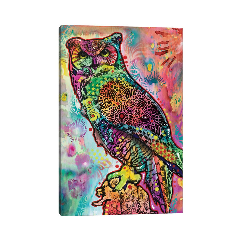 Wise Owl by Dean Russo - Wrapped Canvas Print, 20.32 cm H x 30.48 cm W