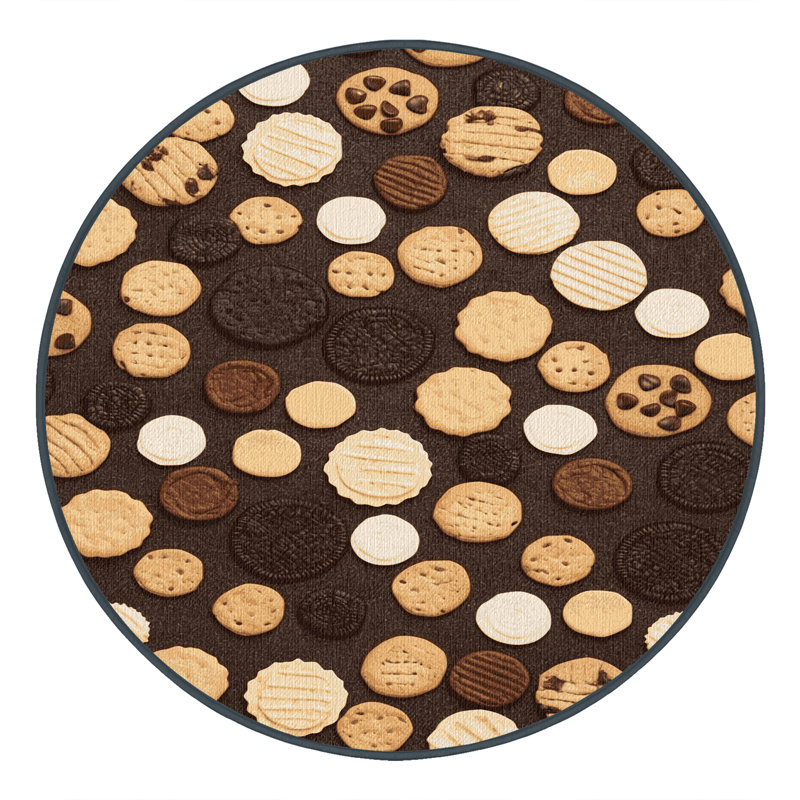 Washable Cookies and Biscuits Desserts Area Rug, Round 7'