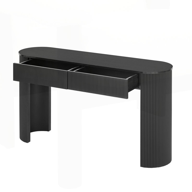 Modern Fluted Design Console Table, Black