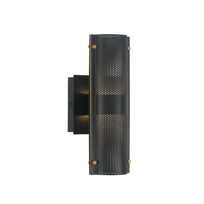 Westcliffe 2 Light 12" Sconce in Black, 12" H x 5" W x 4.5" D