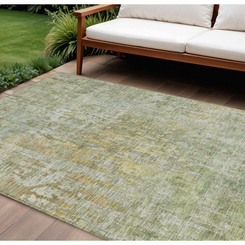 Tapis extérieur lavable abstrait 10 pi x 14 pi Sage
