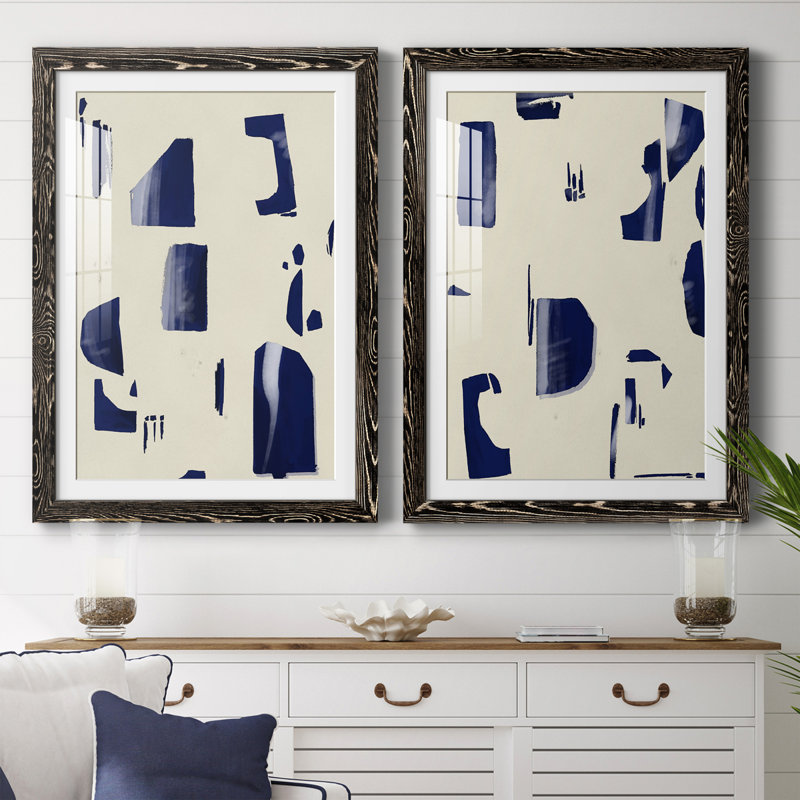 «Fragment Abstraction I», ensemble de 2 peintures encadrées, H 31,5 po x l 47 po x P 1,5 po, Noir