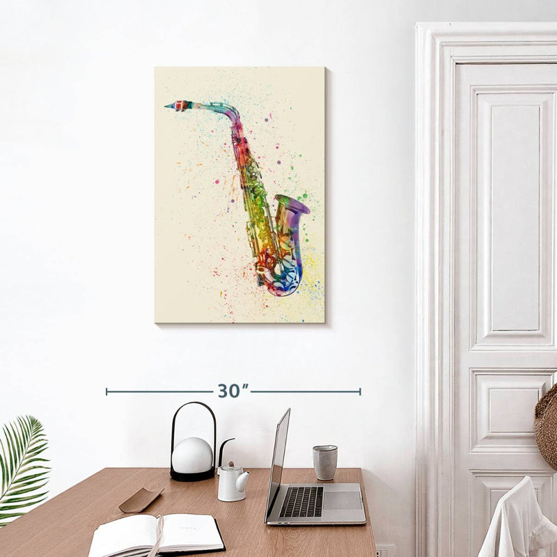 Abarca, saxophone abstrait I, H 30 po x l 20 po