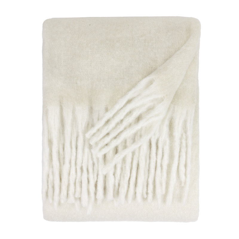 Cozy Machine Woven Throw Blanket, Beige