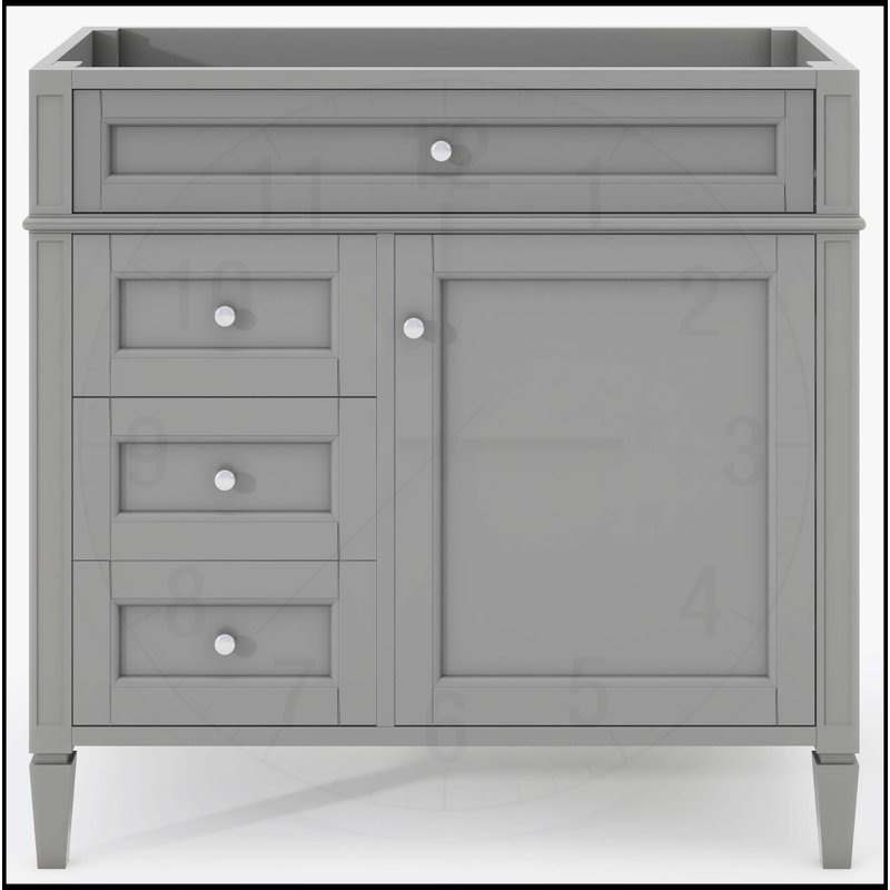 Meuble-lavabo 36 po sans lavabo supérieur, Gris, Argent argent