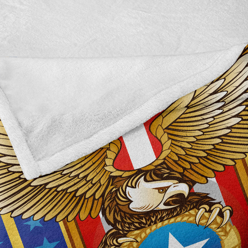 Ambesonne Eagle Fleece Throw Blanket Freedom Flag Multicolor, 50" W x 60" L