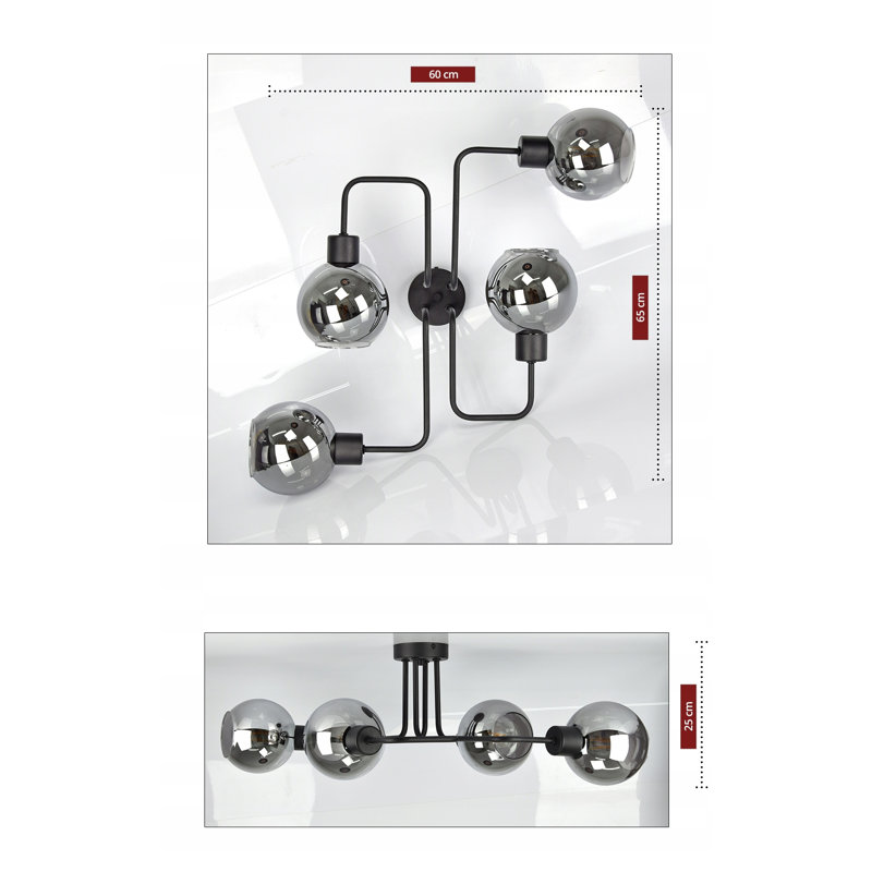 Sargat Glass Semi Flush Mount, Aluminium