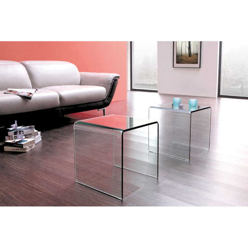 Juana Glass Top Sled Side Table Set