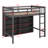 Loft Bed With Open Storage Shelves And Built-In Ladder