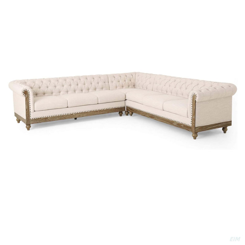 Grand canapé modulaire confortable avec pieds en bois, style rétro pour le salon (modulaire)