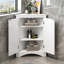 Armoire de rangement blanche triangulaire avec tablettes réglables, unité de plancher autoportante pour la maison et la cuisine
