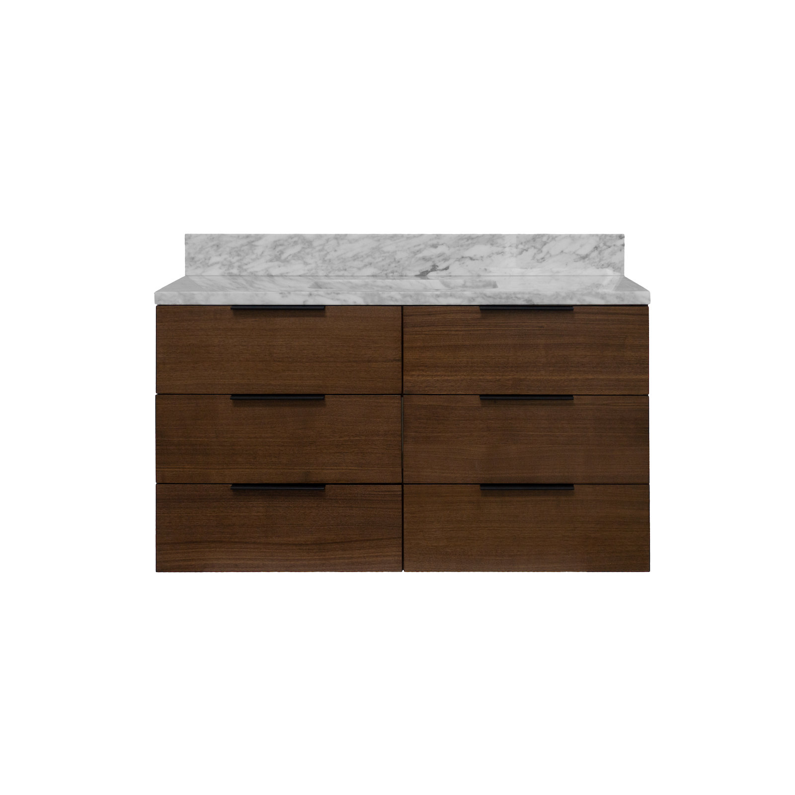Mitchell 42'' Single Bathroom Vanity, Walnut, Carrara Marble