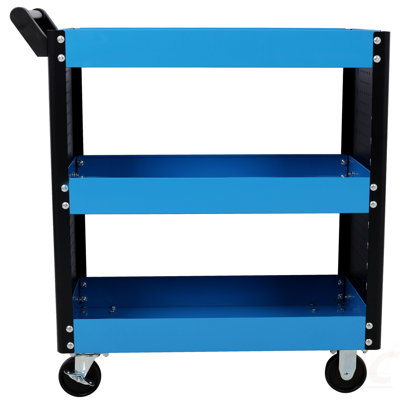 3 Tier Rolling Tool Cart On Wheels,Heavy Duty Utility Tool Cart With Pegboard For Repair Shop, Garage, Warehouse,Red