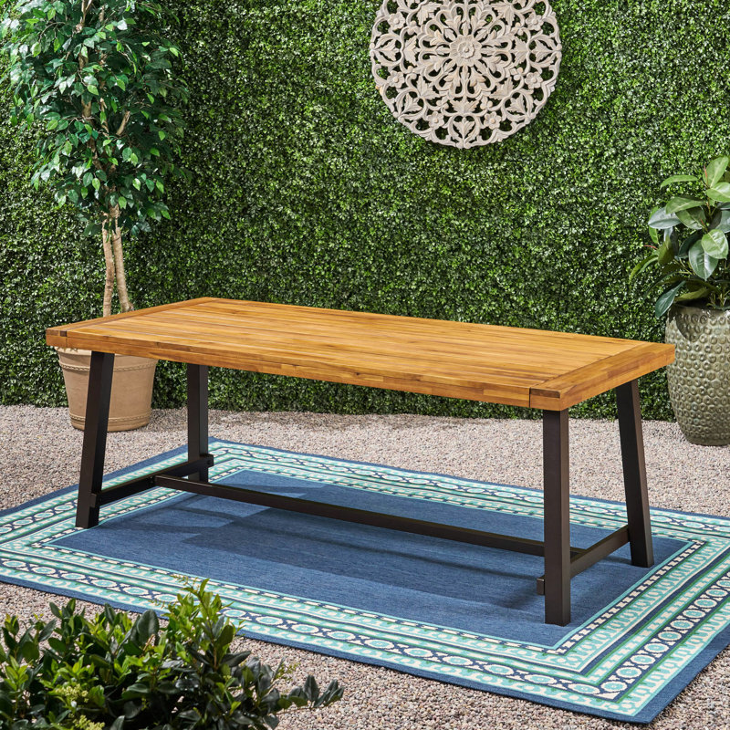 Table de salle à manger en bois pour terrasse - 78,21 po Long, 8 po, bois, 30,42 po de hauteur