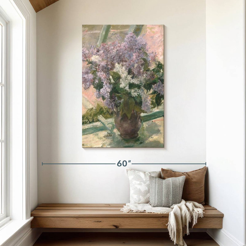 Harnek lilas dans une fenêtre, H 45 po x l 30 po
