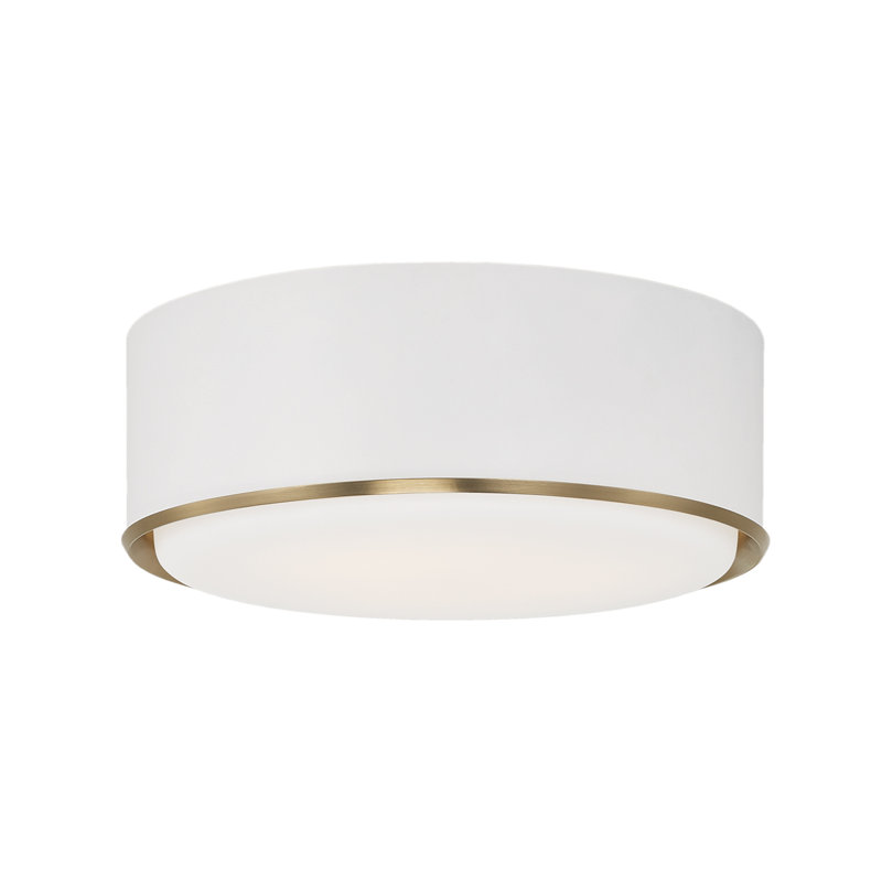 15" W x 6" H 3-Light Semi Flush Mount with Matte Brass Details and Frosted White Diffuser, Matte Brass/White