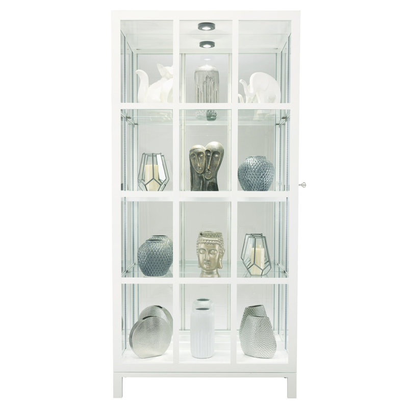 Clara Lighted Curio Cabinet, Gloss White
