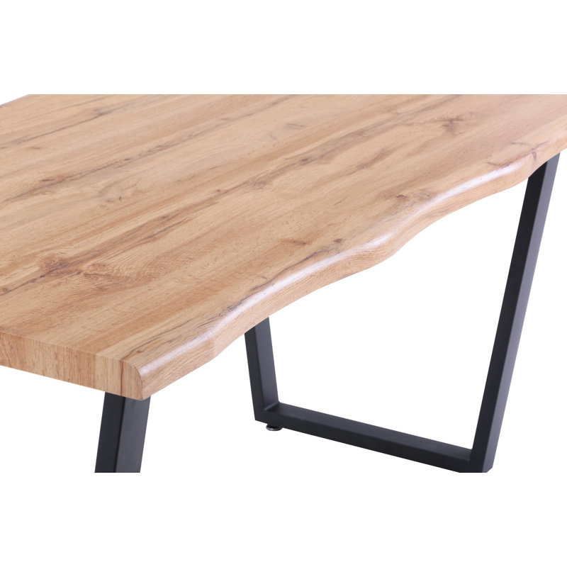 Clemence Metal Base Dining Table, Natural