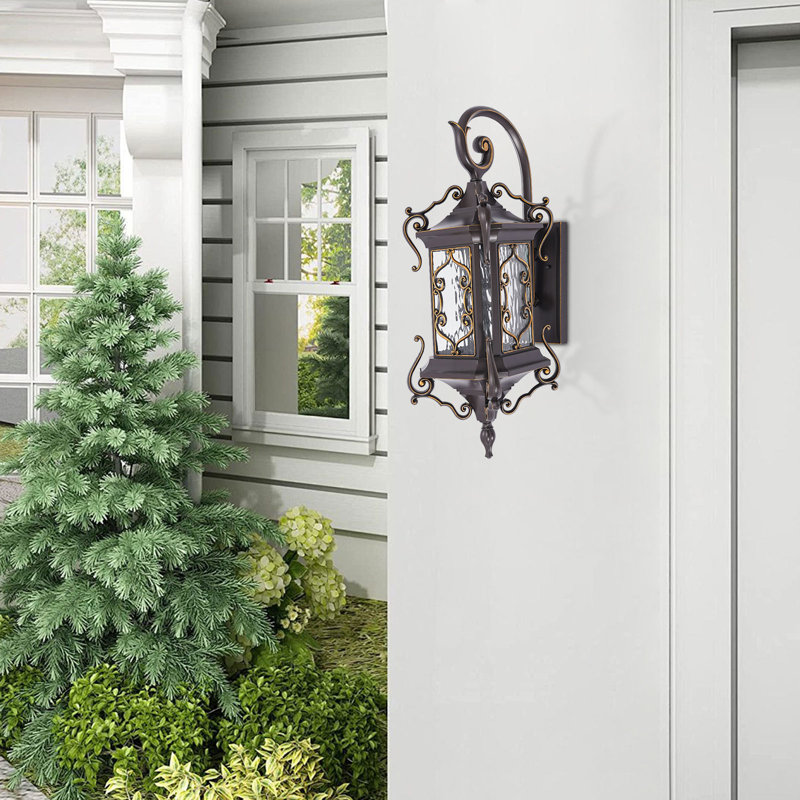 24.8" Vintage Outdoor Gold Zucchini Upside Down Watermarked Glass Large Wall Sconce Porch Lights