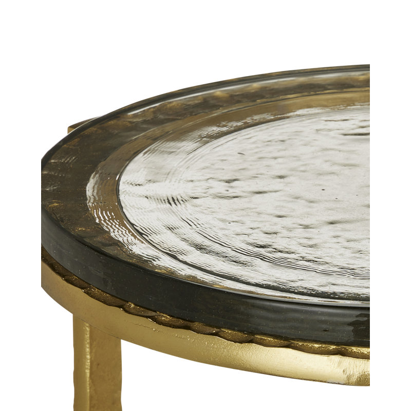 Acea Glass End Table, 23.5" H x 12" W x 12" D, Gold