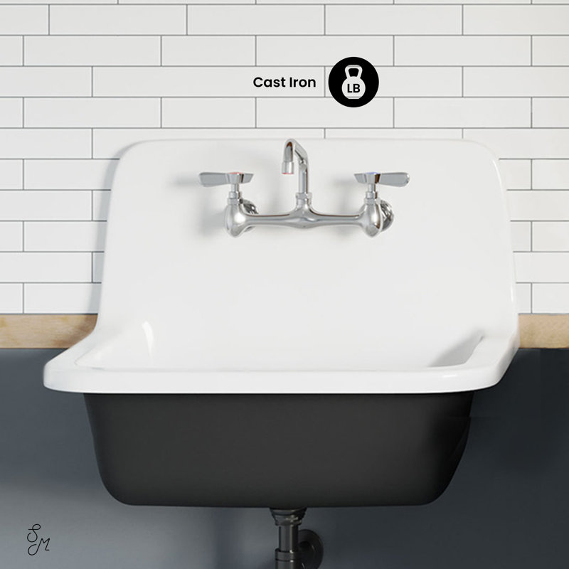 Loire 22" Wall Hung Bathroom Sink in Black Cast Iron