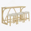 Ensemble de table et de chaises 4 pièces, table de salle à manger étroite avec prise de courant, 3 tabourets rembourrés-545188713-545188712