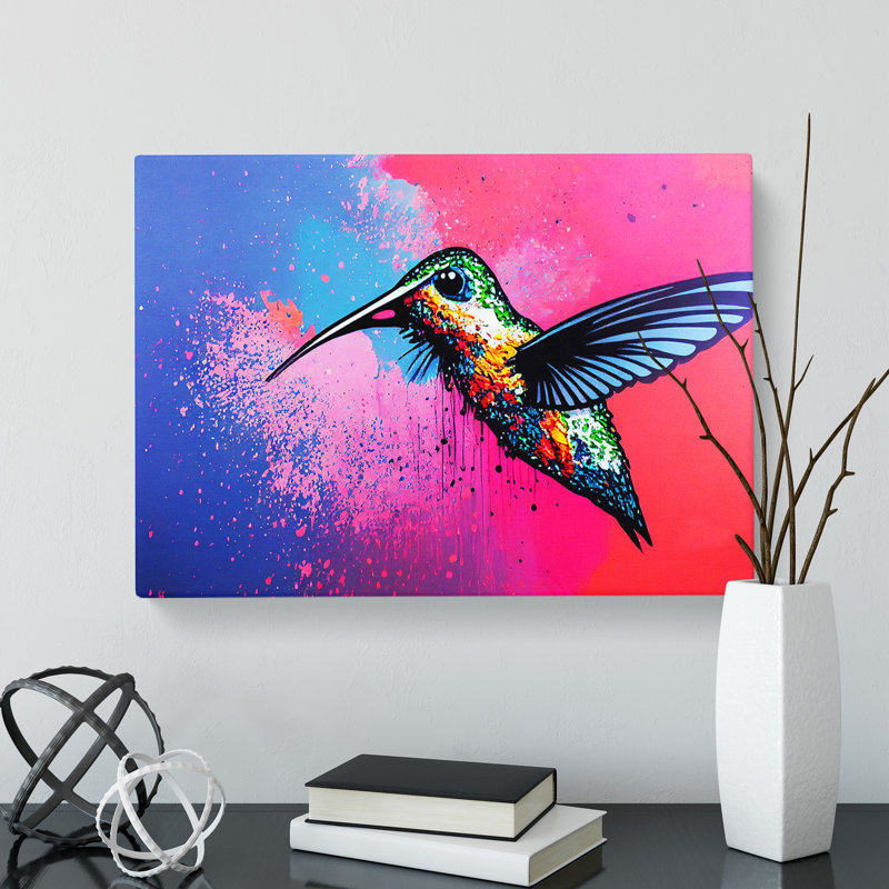 Painted Hummingbird Vol.2 Abstract - Wrapped Canvas, 50cm H x 76cm W x 3cm D